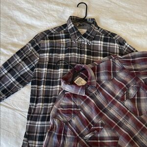Weatherproof and Mossimo Men's Plaid Button-Down Shirts - Black, Gray, and Red